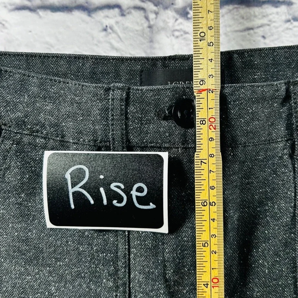 J Crew Womens Grey Herringbone Slim Ankle Pants Zip Hem Patch Pocket Size 2